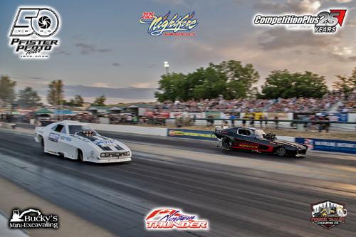 Todd Plate - 'Problem Child' (near lane) vs Jon Capps - 
'Matthews Motorsports' (far lane)